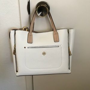 Ann Taylor Mini Pebbled Signature Tote in White